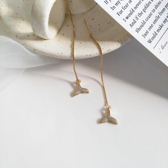 💙Mermaid Tail wire String Earrings - Picture 3 of 10